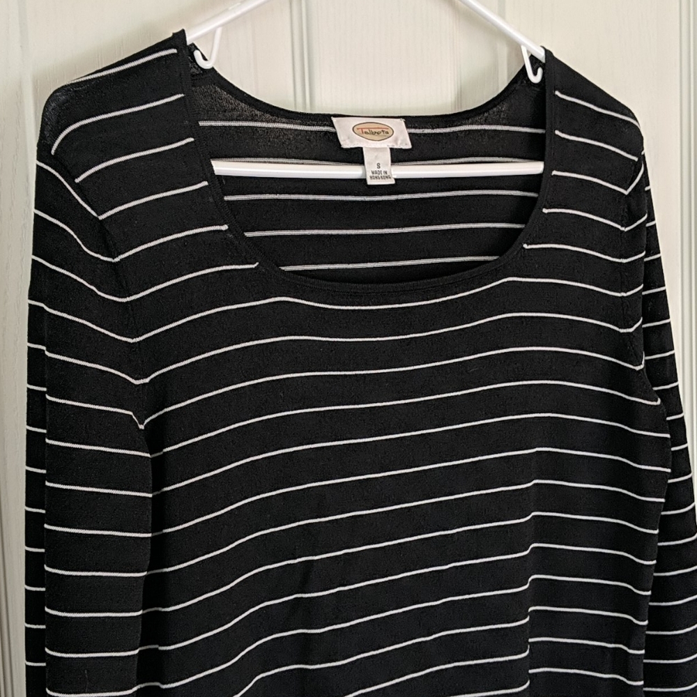 Talbot's Black & White Striped Top